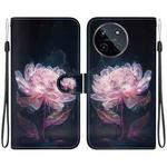 For Realme 11 4G Crystal Texture Colored Drawing Leather Phone Case(Purple Peony)