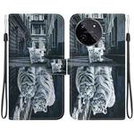 For Realme 11 4G Crystal Texture Colored Drawing Leather Phone Case(Cat Tiger Reflection)