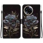 For Realme 11 5G Crystal Texture Colored Drawing Leather Phone Case(Black Rose)