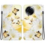 For Realme 11 5G Crystal Texture Colored Drawing Leather Phone Case(Gold Butterfly Epiphyllum)