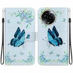 For Realme 11 5G Crystal Texture Colored Drawing Leather Phone Case(Blue Pansies)