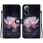 For Realme C67 4G Global Crystal Texture Colored Drawing Leather Phone Case(Purple Peony)