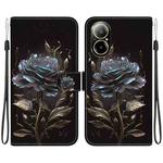 For Realme C67 4G Global Crystal Texture Colored Drawing Leather Phone Case(Black Rose)