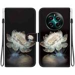 For Realme 12+ Crystal Texture Colored Drawing Leather Phone Case(Crystal Peony)