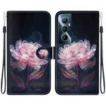 For Realme C65 4G Crystal Texture Colored Drawing Leather Phone Case(Purple Peony)
