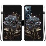 For Realme C65 4G Crystal Texture Colored Drawing Leather Phone Case(Black Rose)