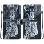For Realme C65 4G Crystal Texture Colored Drawing Leather Phone Case(Cat Tiger Reflection)
