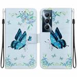 For Realme C65 4G Crystal Texture Colored Drawing Leather Phone Case(Blue Pansies)