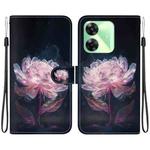 For Realme C61 / C63 / Note 60 Crystal Texture Colored Drawing Leather Phone Case(Purple Peony)