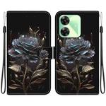 For Realme C61 / C63 / Note 60 Crystal Texture Colored Drawing Leather Phone Case(Black Rose)