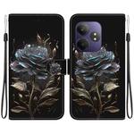 For Realme GT 6 / GT 6T / GT Neo6 Crystal Texture Colored Drawing Leather Phone Case(Black Rose)