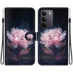 For Realme C75 Crystal Texture Colored Drawing Leather Phone Case(Purple Peony)