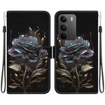 For Realme C75 Crystal Texture Colored Drawing Leather Phone Case(Black Rose)