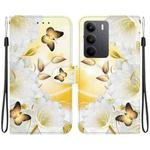 For Realme C75 Crystal Texture Colored Drawing Leather Phone Case(Gold Butterfly Epiphyllum)