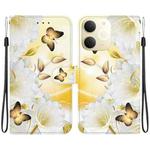 For Realme Narzo 80 Lite 4G / C71 India Crystal Texture Colored Drawing Leather Phone Case(Gold Butterfly Epiphyllum)