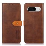 For Google Pixel 8a KHAZNEH Dual-color Cowhide Texture Flip Leather Phone Case(Brown)