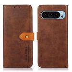 For Google Pixel 9 KHAZNEH Dual-color Cowhide Texture Flip Leather Phone Case(Brown)