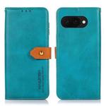 For Google Pixel 9a KHAZNEH Dual-color Cowhide Texture Flip Leather Phone Case(Blue)