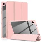 For Samsung Galaxy Tab A9+ Acrylic 3-folding Solid Color Smart Leather Tablet Case(Pink)