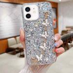 For iPhone 12 Starry Sequin Butterfly Chain Epoxy TPU Phone Case(Silver)