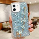 For iPhone 11 Starry Sequin Butterfly Chain Epoxy TPU Phone Case(Blue)