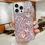 For iPhone 11 Pro Starry Sequin Butterfly Chain Epoxy TPU Phone Case(Pink)