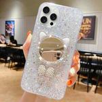 For iPhone 11 Pro Max Starry Sequin Diamond Cat Ears Mirror Epoxy TPU Phone Case(Silver)