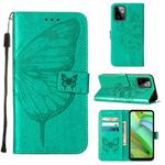 For Motorola Moto G Power 2023 Embossed Butterfly Leather Phone Case(Green)