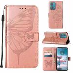 For Motorola Edge 40 Neo Embossed Butterfly Leather Phone Case(Rose Gold)