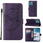 For Motorola Edge 40 Neo Embossed Butterfly Leather Phone Case(Dark Purple)