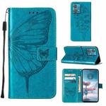 For Motorola Edge 40 Neo Embossed Butterfly Leather Phone Case(Blue)