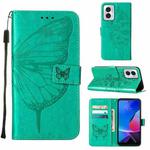 For Motorola Moto G Play 4G 2024 Embossed Butterfly Leather Phone Case(Green)