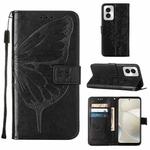 For Motorola Moto G Power 5G 2024 Embossed Butterfly Leather Phone Case(Black)