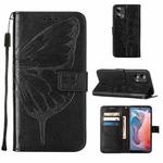 For Motorola Moto G Play 5G 2024 Embossed Butterfly Leather Phone Case(Black)