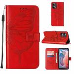 For Motorola Moto G Play 5G 2024 Embossed Butterfly Leather Phone Case(Red)