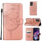For Motorola Moto G Stylus 5G 2024 Embossed Butterfly Leather Phone Case(Rose Gold)