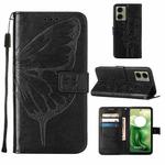For Motorola Moto G04 4G / G24 4G Embossed Butterfly Leather Phone Case(Black)