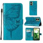For Motorola Moto G04 4G / G24 4G Embossed Butterfly Leather Phone Case(Blue)