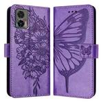 For Motorola Edge 30 Neo Embossed Butterfly Leather Phone Case(Purple)