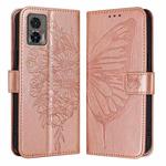 For Motorola Edge 30 Neo Embossed Butterfly Leather Phone Case(Rose Gold)