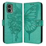 For Motorola Edge 30 Neo Embossed Butterfly Leather Phone Case(Green)