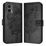 For Motorola Edge 30 Neo Embossed Butterfly Leather Phone Case(Black)