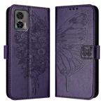 For Motorola Edge 30 Neo Embossed Butterfly Leather Phone Case(Dark Purple)