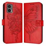 For Motorola Edge 30 Neo Embossed Butterfly Leather Phone Case(Red)