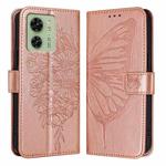 For Motorola Edge 40 5G Global/Edge 2023 US Embossed Butterfly Leather Phone Case(Rose Gold)