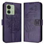 For Motorola Edge 40 5G Global/Edge 2023 US Embossed Butterfly Leather Phone Case(Dark Purple)