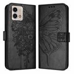 For Motorola Moto G Stylus 4G 2023 Embossed Butterfly Leather Phone Case(Black)