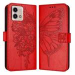 For Motorola Moto G Stylus 4G 2023 Embossed Butterfly Leather Phone Case(Red)