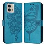 For Motorola Moto G Stylus 4G 2023 Embossed Butterfly Leather Phone Case(Blue)