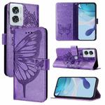 For Motorola Edge 50 Fusion Embossed Butterfly Leather Phone Case(Purple)